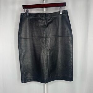 Isaac Mizrahi for Target Genuine Leather Skirt 10 Black Pencil Knee Length